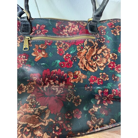 Patricia Nash Floral Tapestry Handbag W/ Black Leather Accents Adjustable Strap - Picture 3 of 14